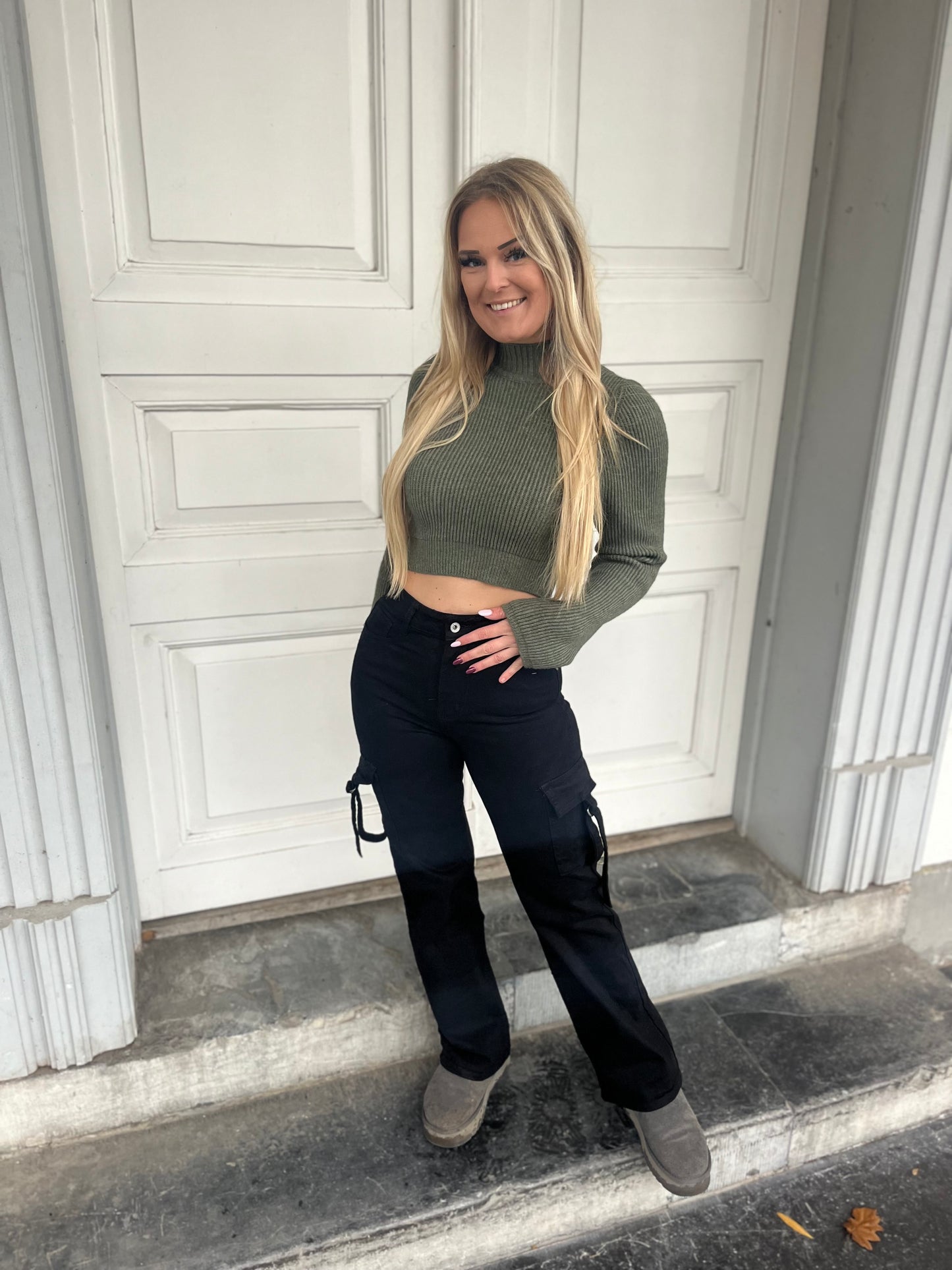 Wide Leg Jeans Black Cargo