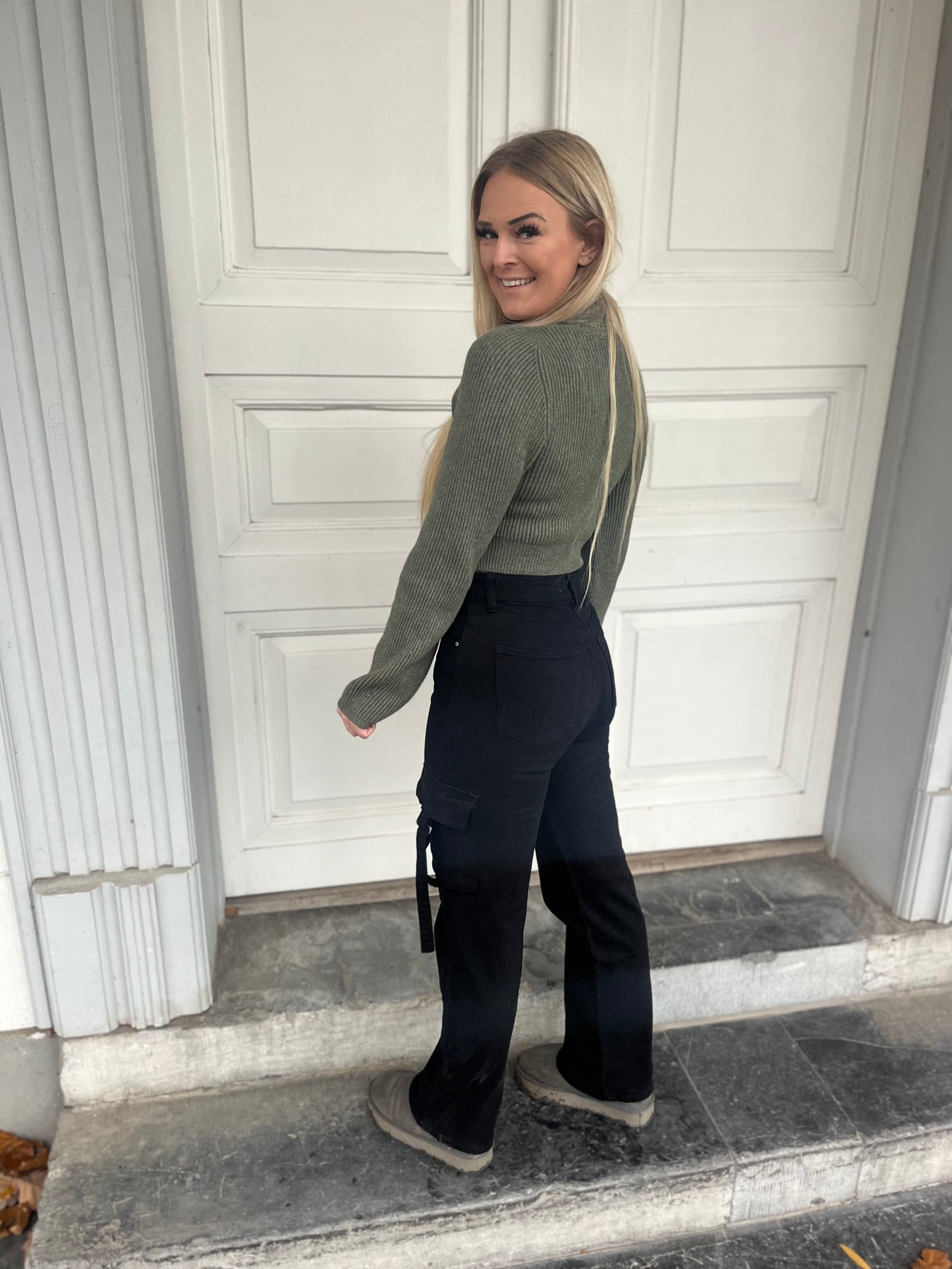 Wide Leg Jeans Black Cargo