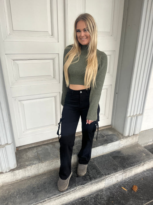 Wide Leg Jeans Black Cargo