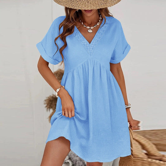 Gauze V Neck Jurk