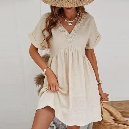Gauze V Neck Jurk
