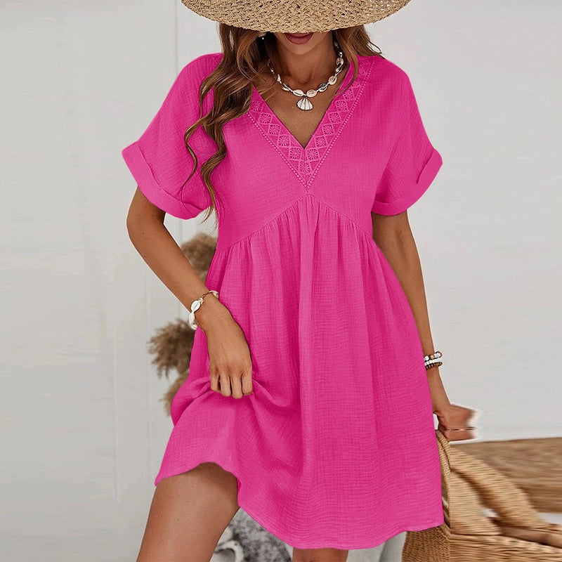 Gauze V Neck Jurk