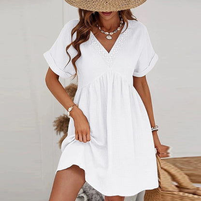 Gauze V Neck Jurk