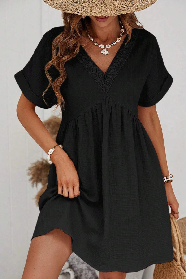 Gauze V Neck Jurk