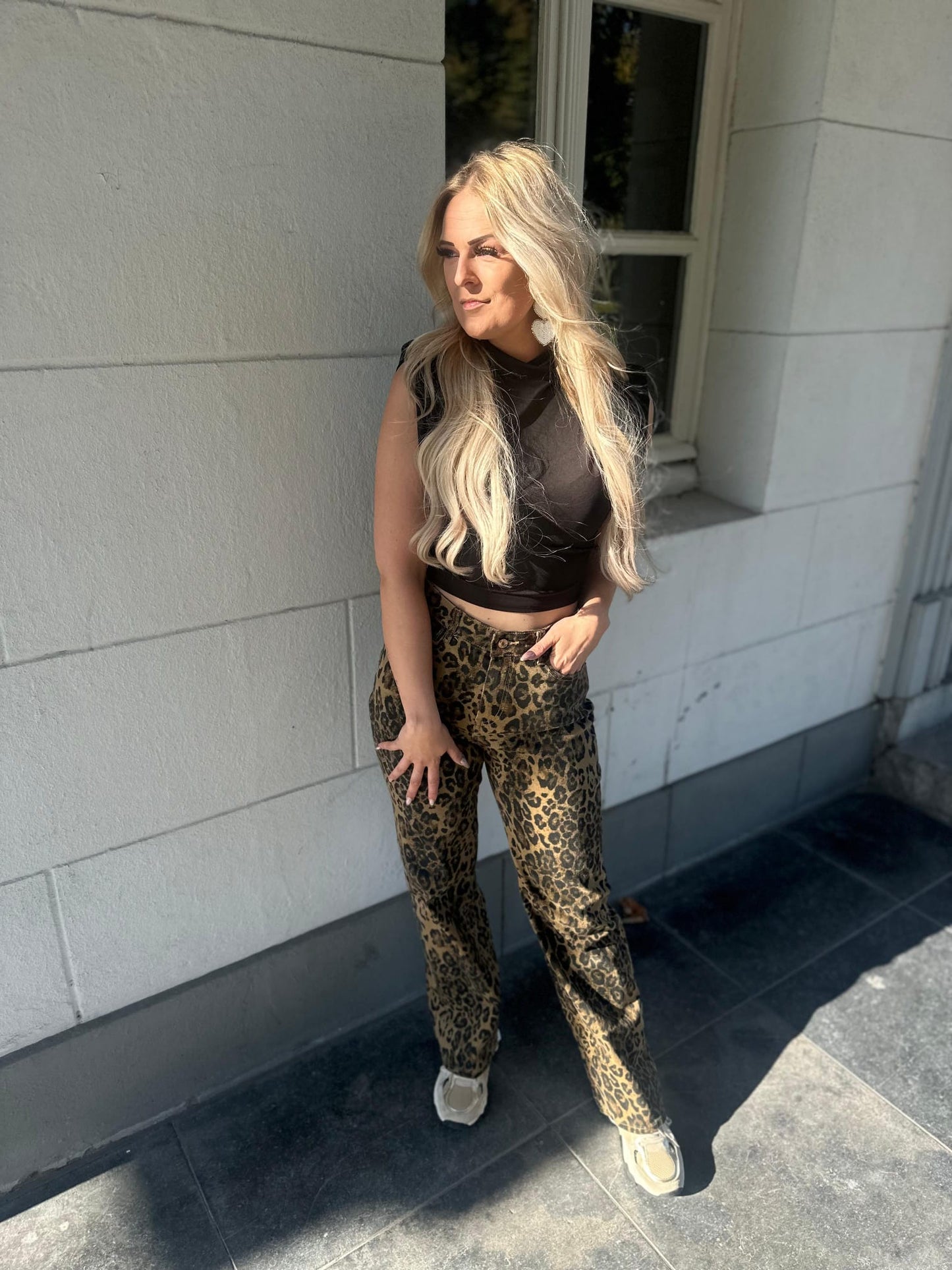 Wide Leg Leopard Jeans