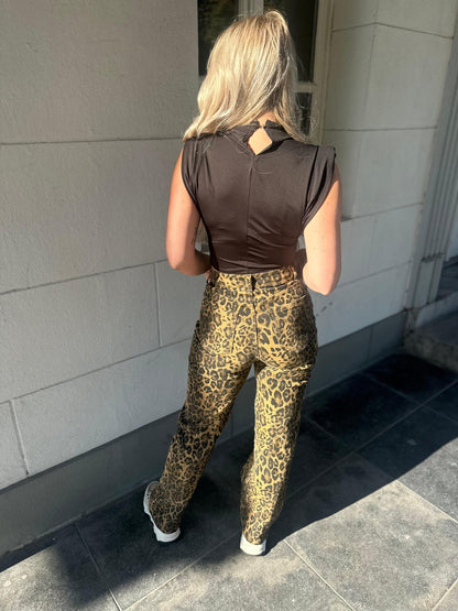 Wide Leg Leopard Jeans