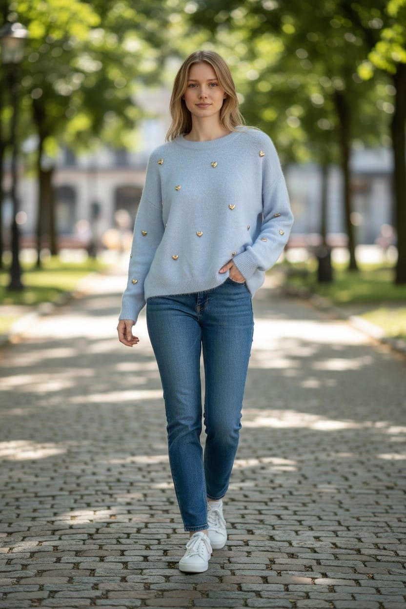 Hearts Sweater Blue