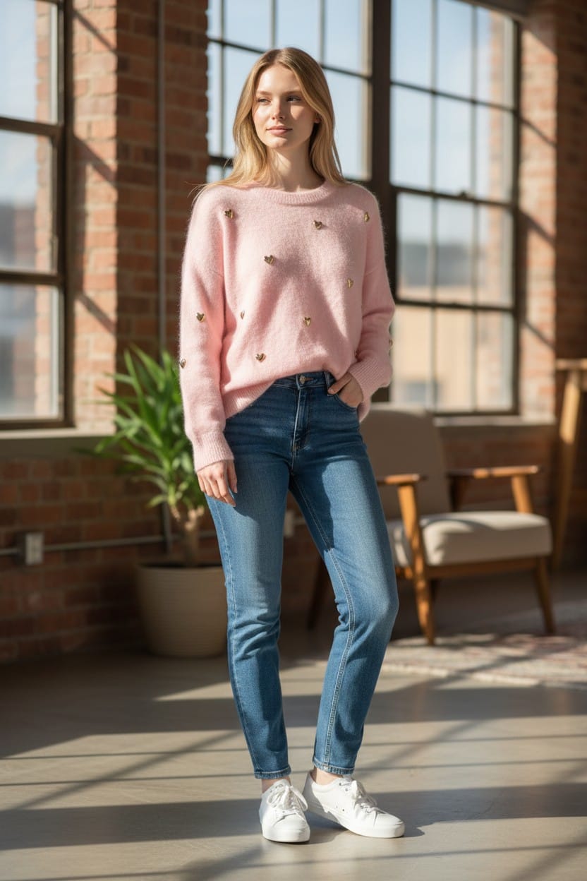 Hearts Sweater Blue