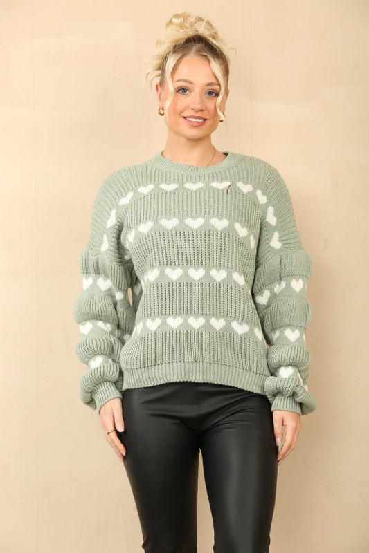 Sweater Met Hart Mint