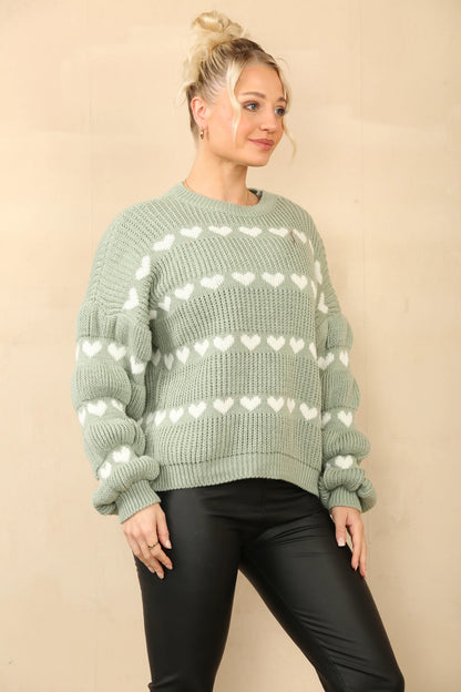 Sweater Met Hart Mint