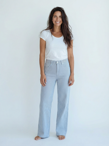 Wide Leg Jeans Stripes