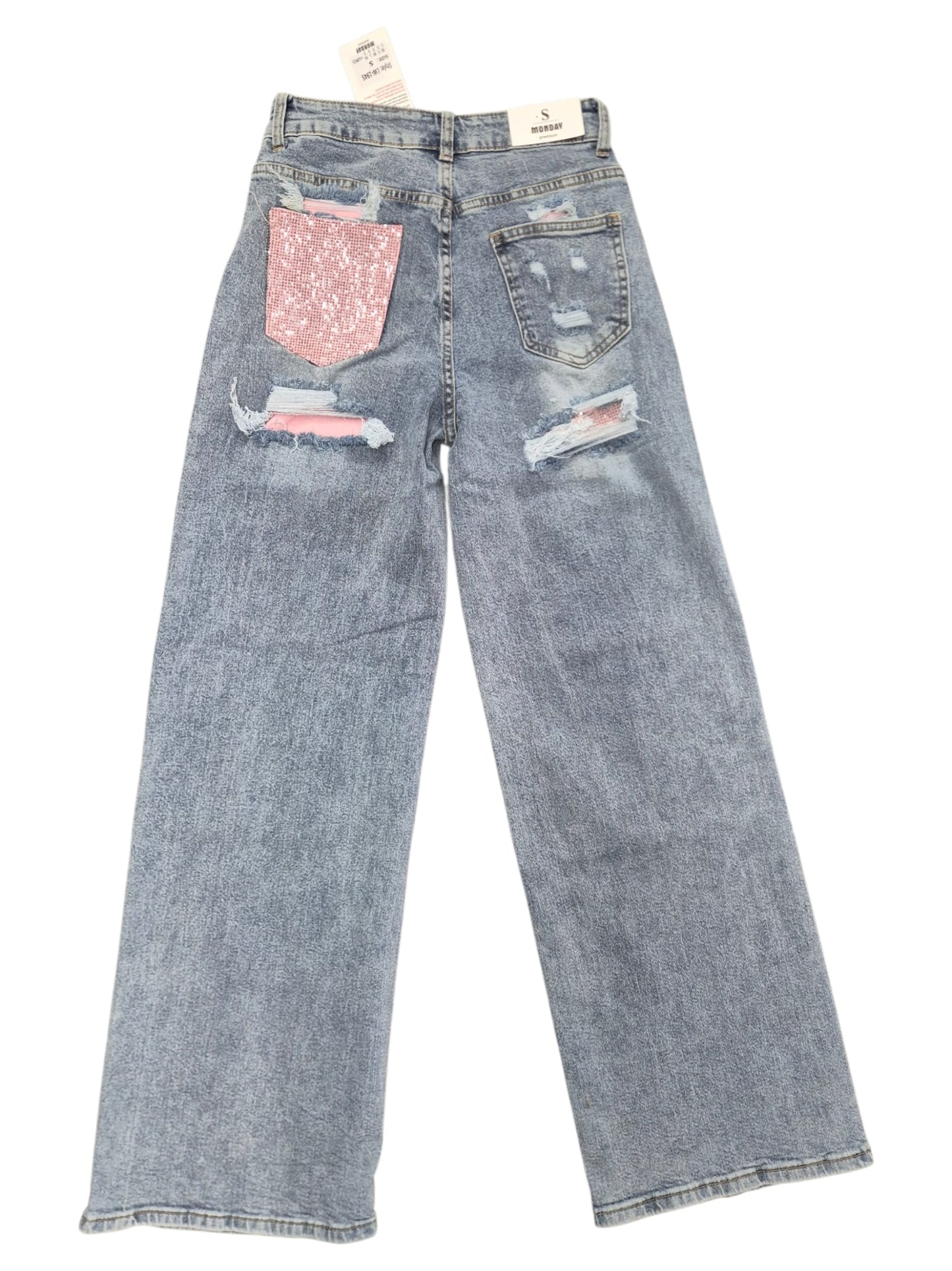Viral Pink Ripped Jeans