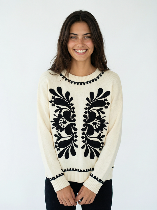 Patroon Sweater Wit