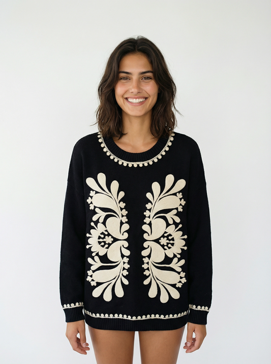 Patroon Sweater Zwart