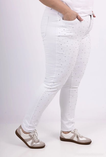 Monday Jeans Rhinestones White