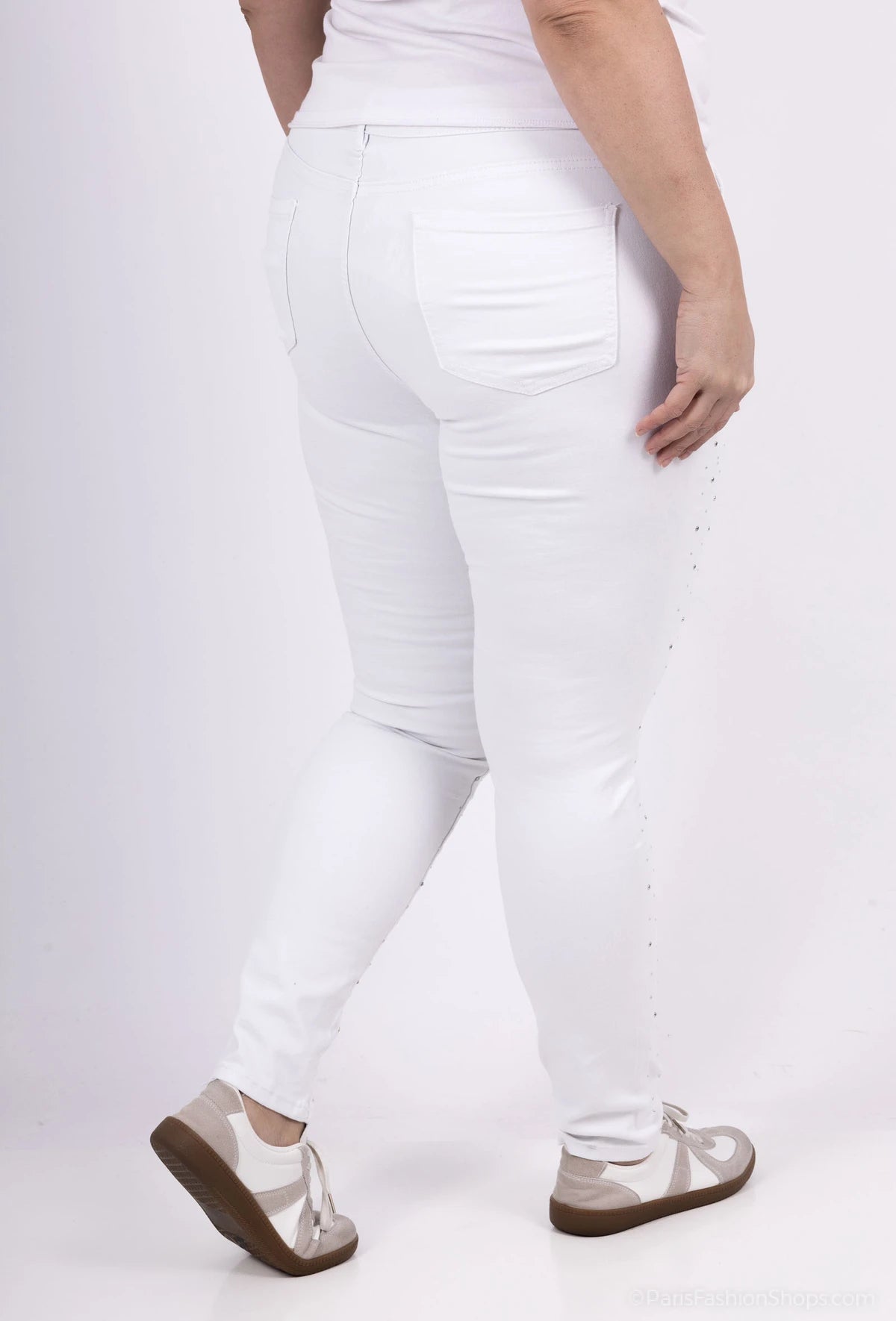 Monday Jeans Rhinestones White