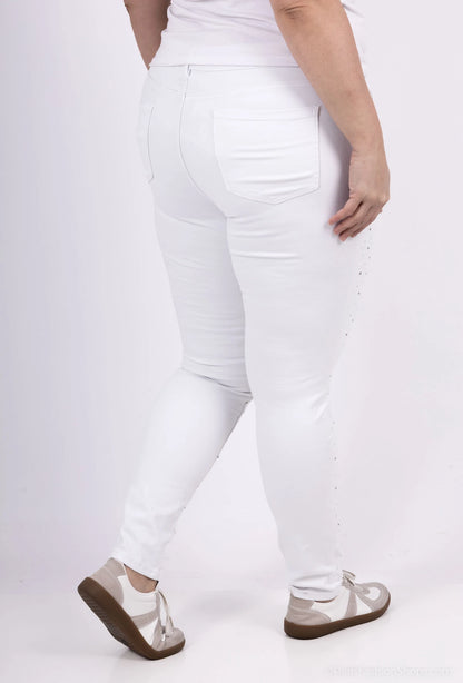 Monday Jeans Rhinestones White