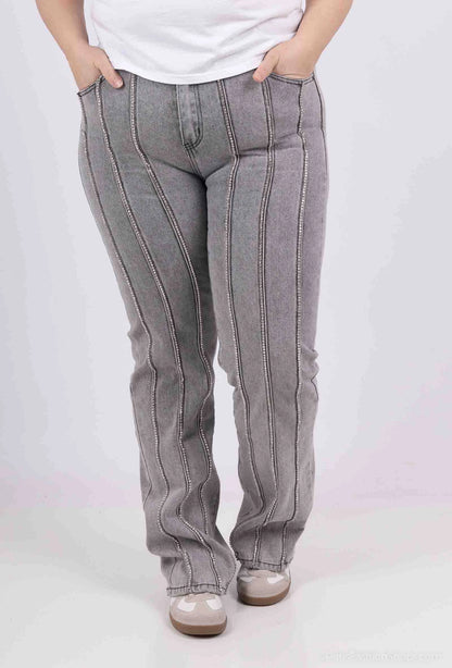 Monday Jeans Rhinestones Grey