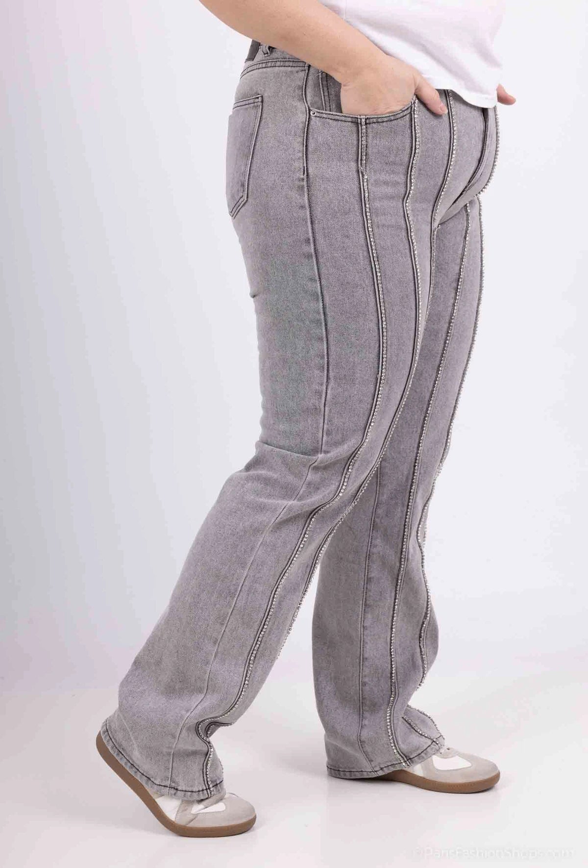 Monday Jeans Rhinestones Grey